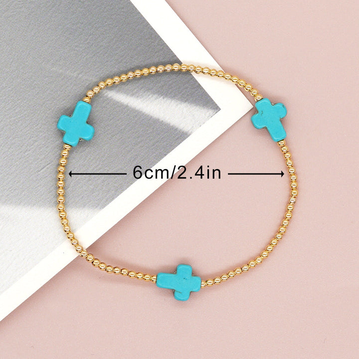 Original Design Turquoise Cross Beads Bracelet
