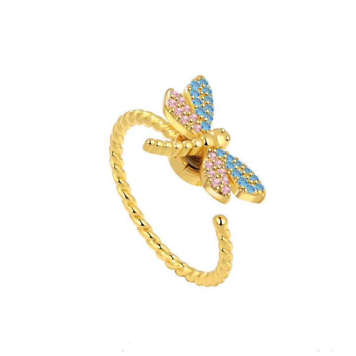 Anxiety relief ring with a dragonfly sterling silver