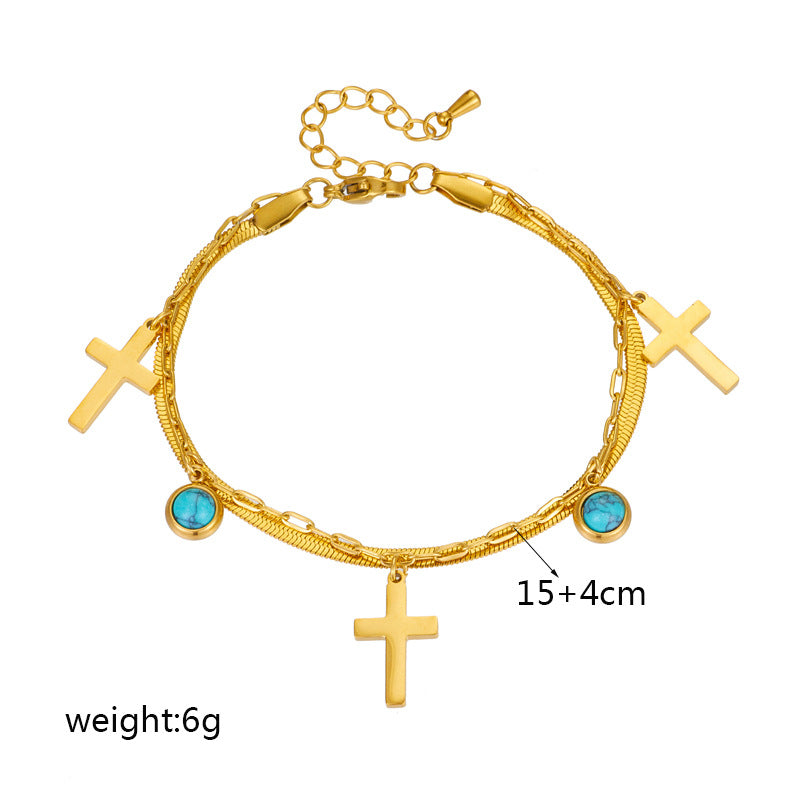 Turquoise Embellished Double Layer Bracelet