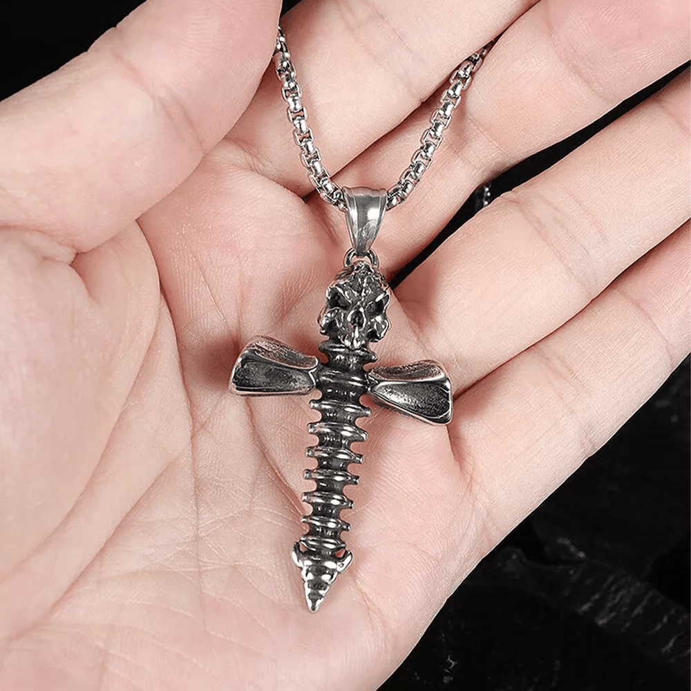 Punk Style Skull Crossbones Pendant Necklace