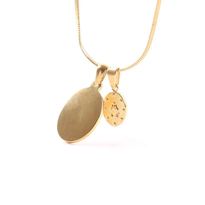 Our Lady of the Round Double Pendant Gold Necklace