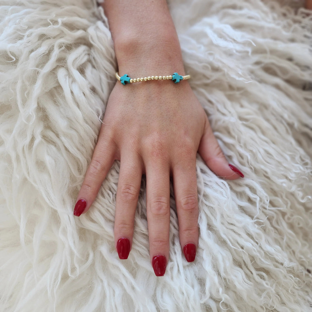 Original Design Turquoise Cross Beads Bracelet