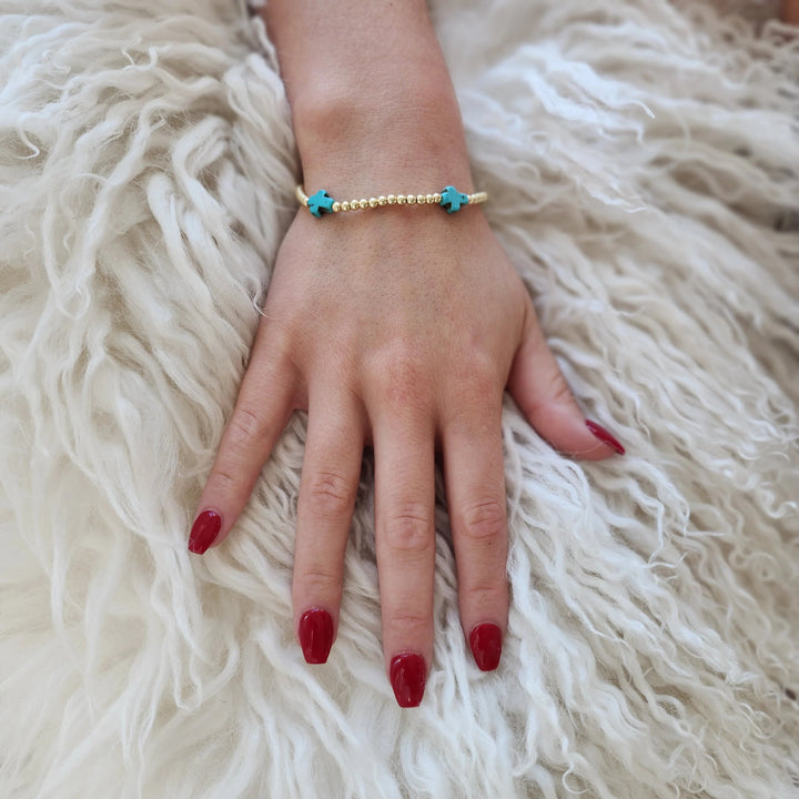 Original Design Turquoise Cross Beads Bracelet