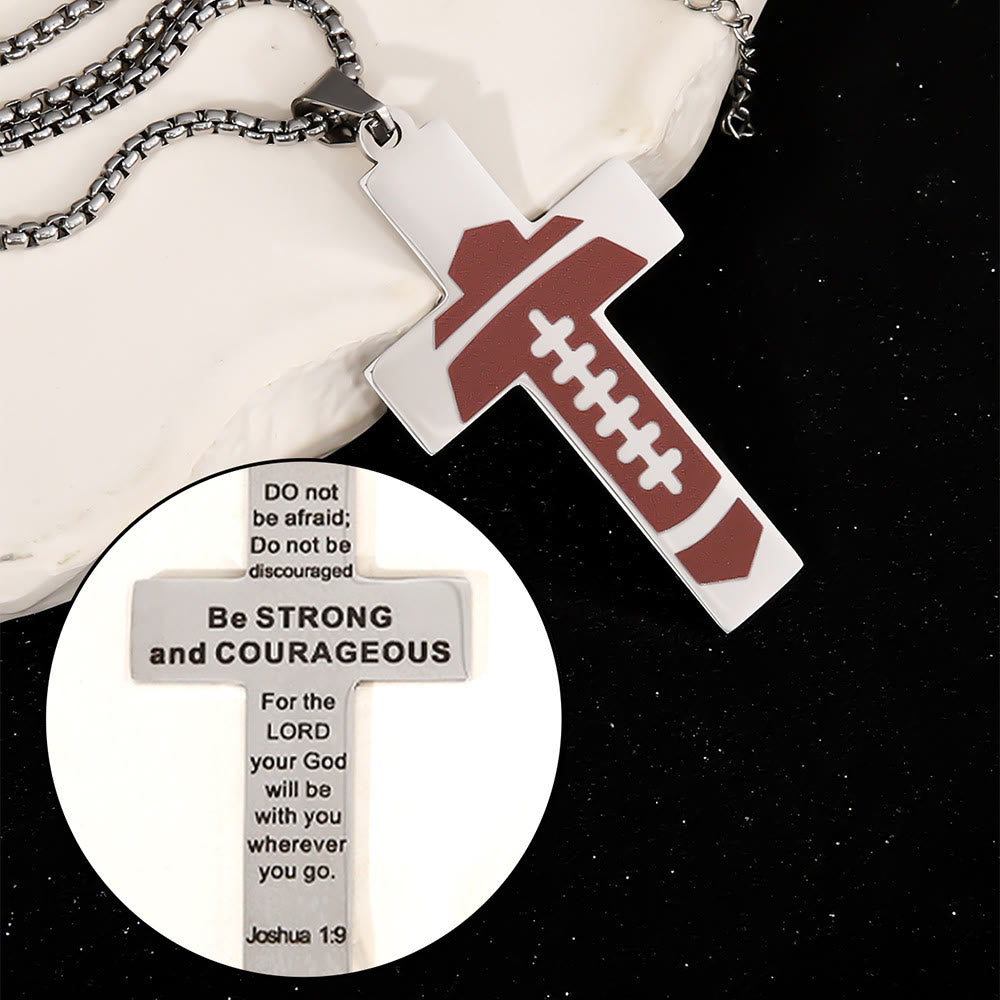 Sport Style Football Pray for Blessings Cross Necklace