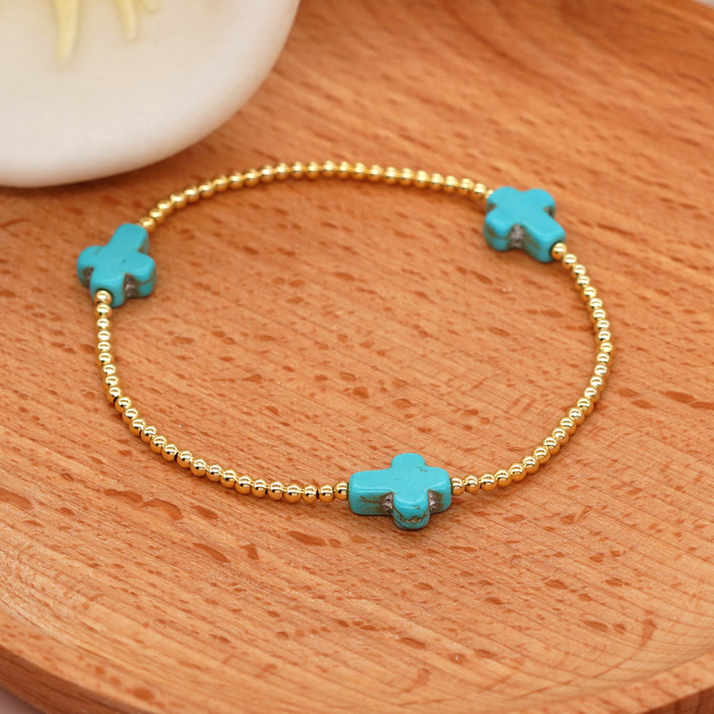 Original Design Turquoise Cross Beads Bracelet