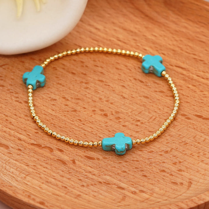 Original Design Turquoise Cross Beads Bracelet