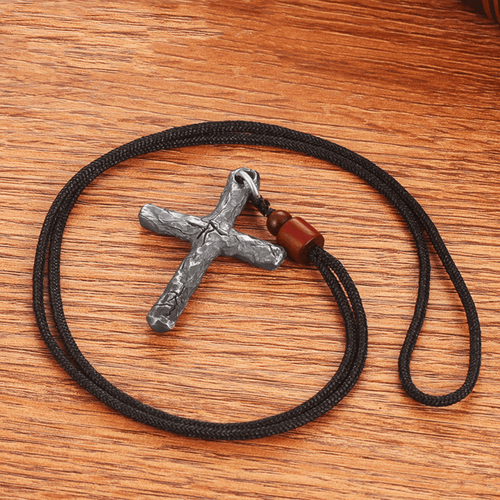 Minimalist Style Heavy Metal Cracked Cross Necklace