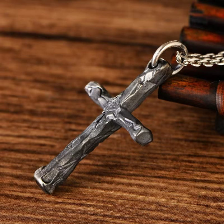 Minimalist Style Heavy Metal Cracked Cross Necklace