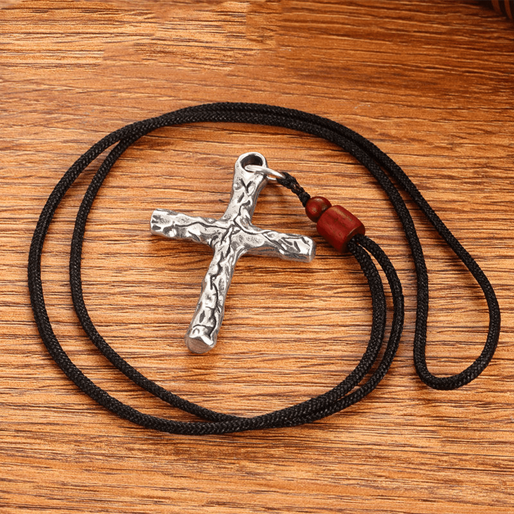 Minimalist Style Heavy Metal Cracked Cross Necklace