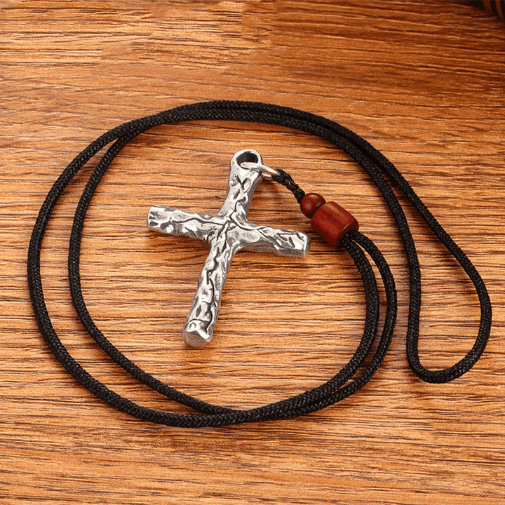 Minimalist Style Heavy Metal Cracked Cross Necklace
