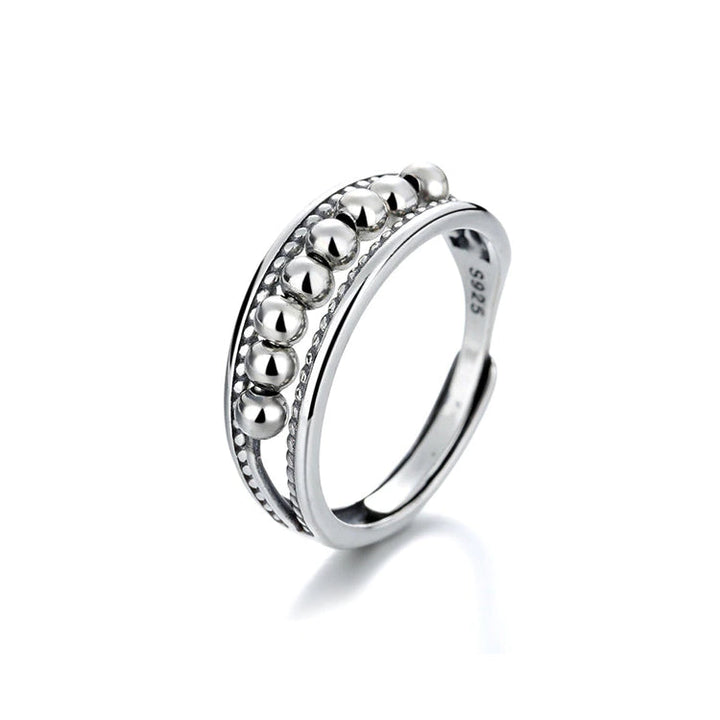 Anxiety relief ring with beads sterling silver