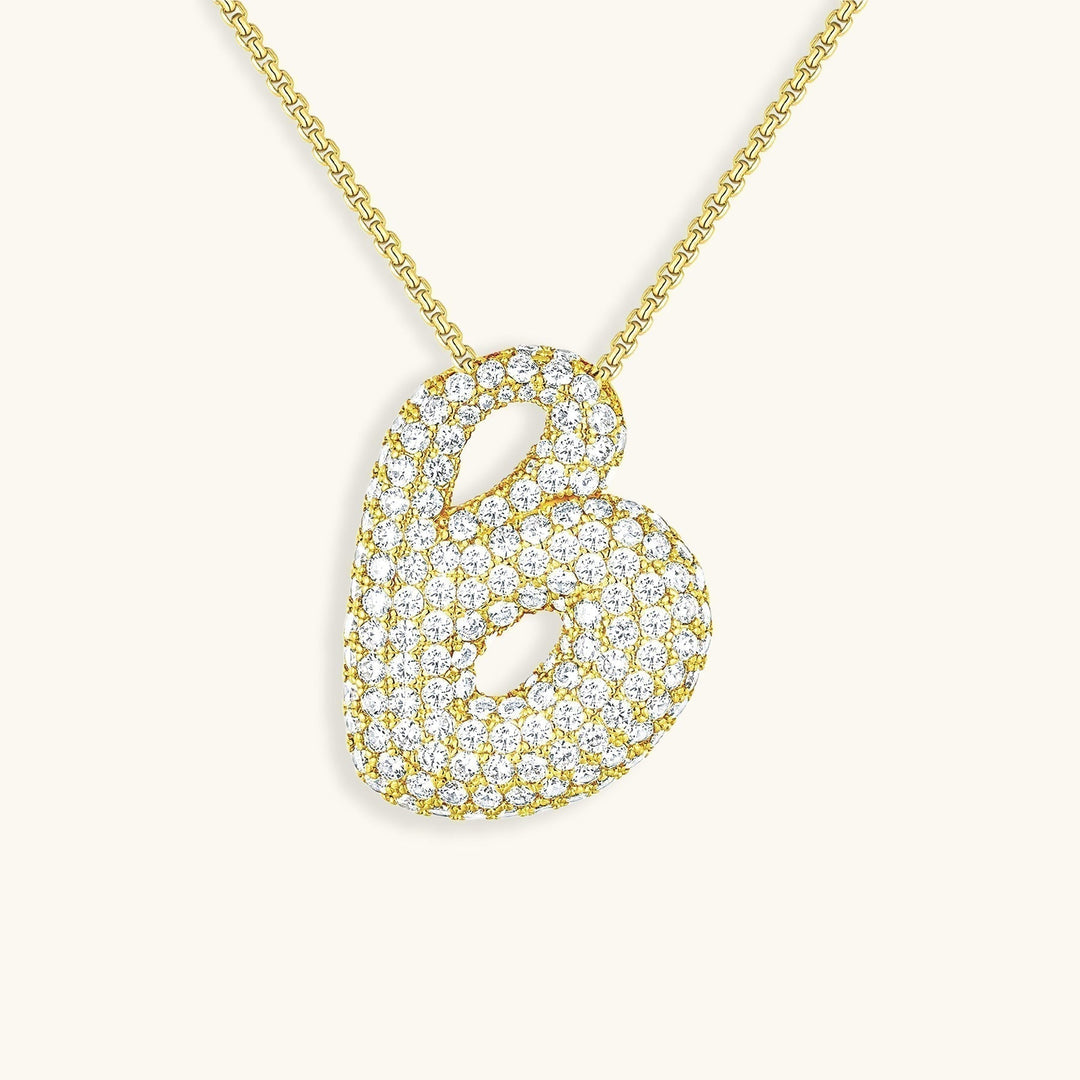 Bubble Initial Diamond Necklace