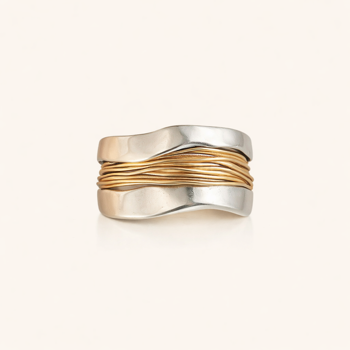 Silver Golden Threads Ring
