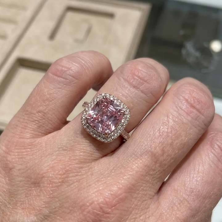 Cushion Pink Sapphire Ring | Rose Gold
