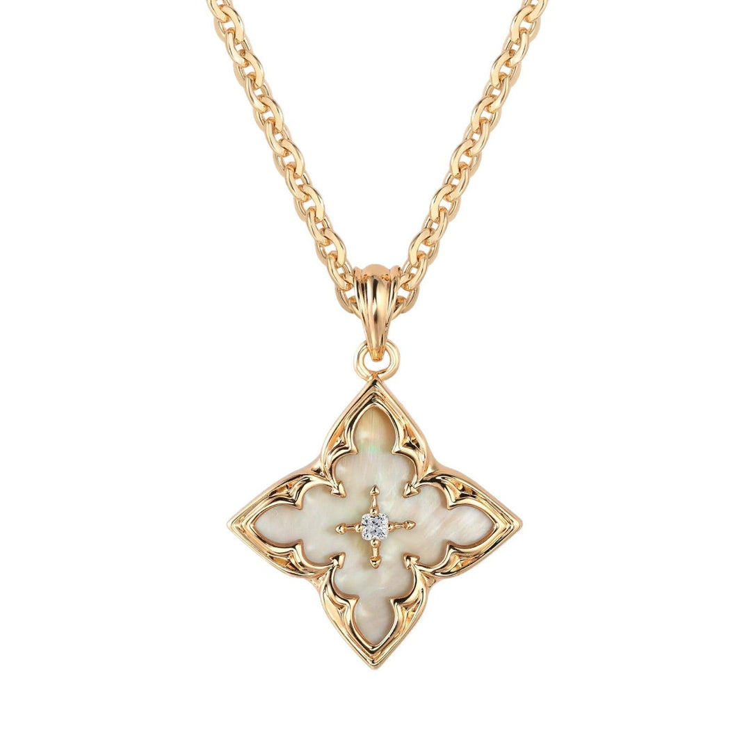 Blue Clover Pendant Necklace | Gold