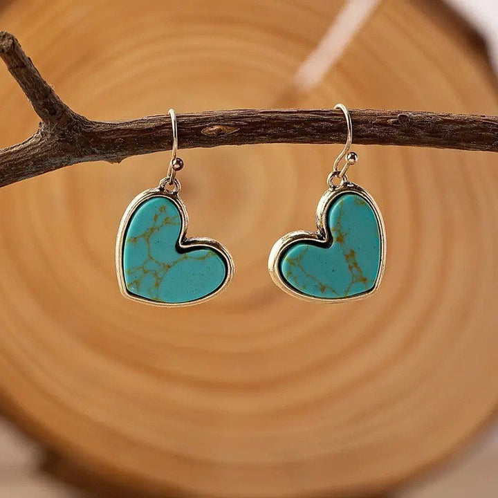 Turquoise Love Earrings | Gold