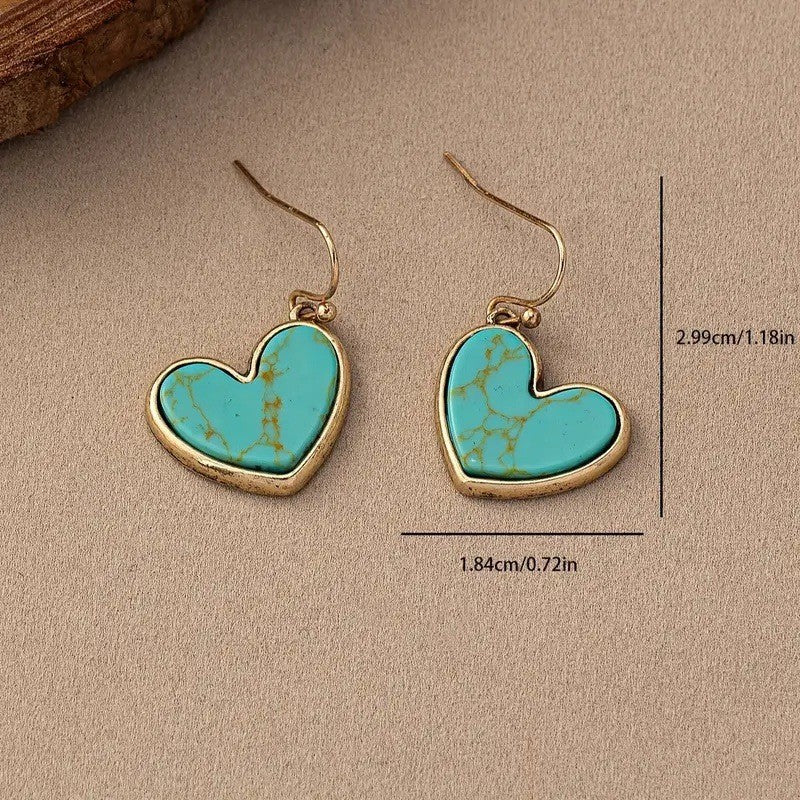 Turquoise Love Earrings | Gold