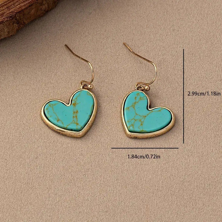 Turquoise Love Earrings | Gold