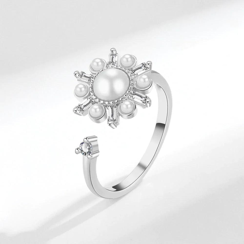 Pearl anxiety ring made of 925 sterling silver