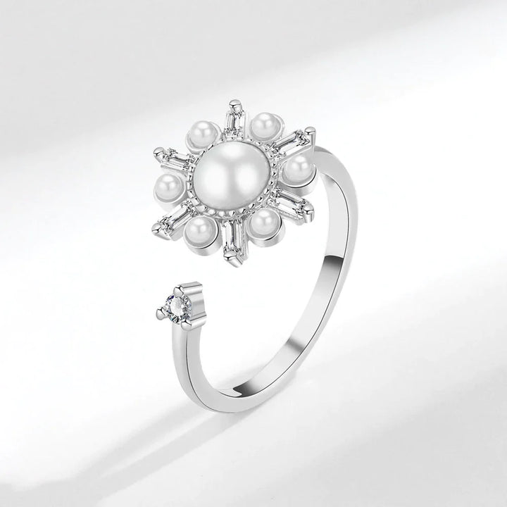 Pearl anxiety ring made of 925 sterling silver
