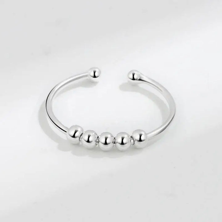 Fidget bead ring 8 beads 10 beads sterling silver bead anxiety ring