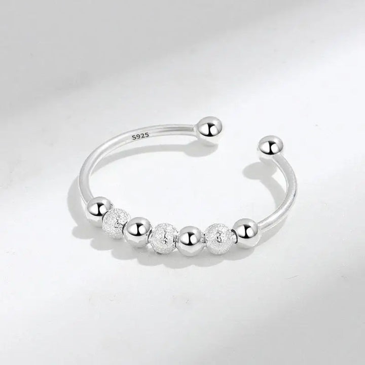 Beaded fidget ring sterling silver anxiety ring worry ring