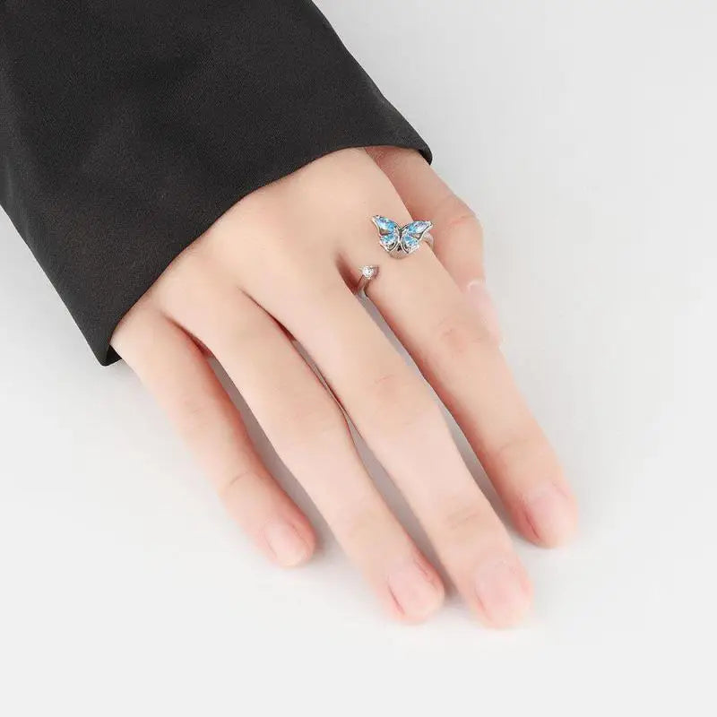 Butterfly fidget ring anxiety ring blue butterfly sterling silver