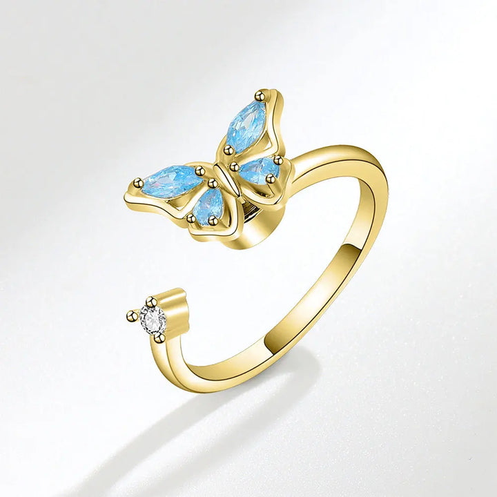 Butterfly fidget ring anxiety ring blue butterfly sterling silver