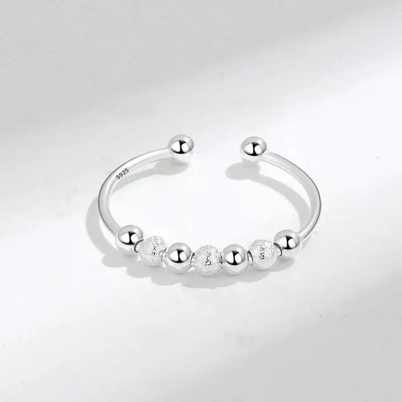 Beaded fidget ring sterling silver anxiety ring worry ring