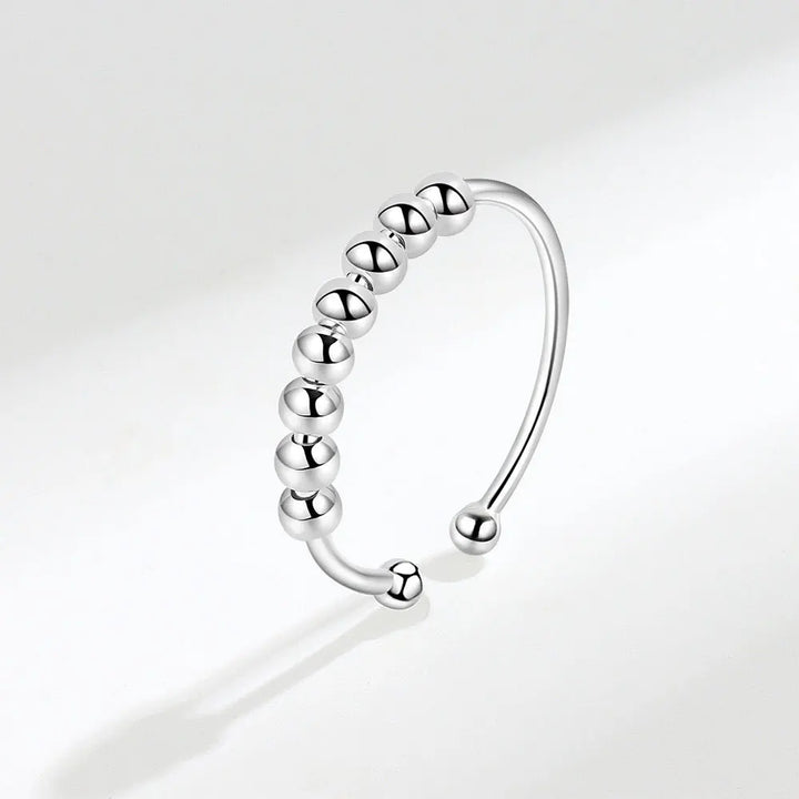 Fidget bead ring 8 beads 10 beads sterling silver bead anxiety ring