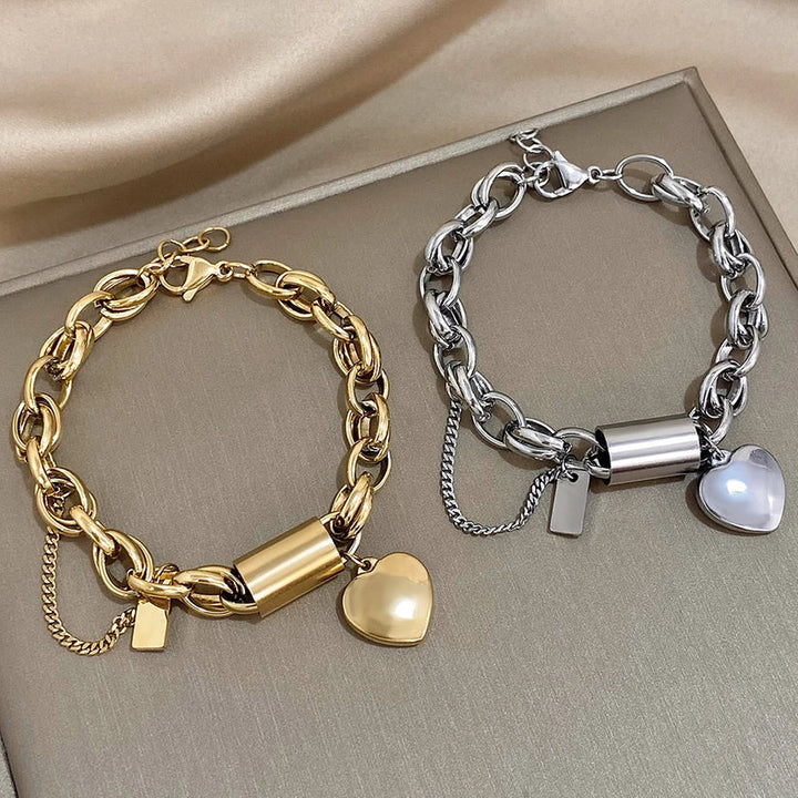 Heartened Chunky Bracelet | White Gold
