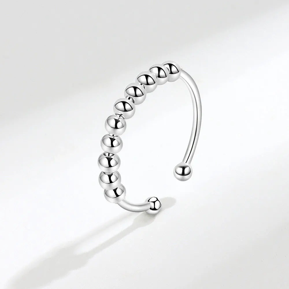 Fidget bead ring 8 beads 10 beads sterling silver bead anxiety ring