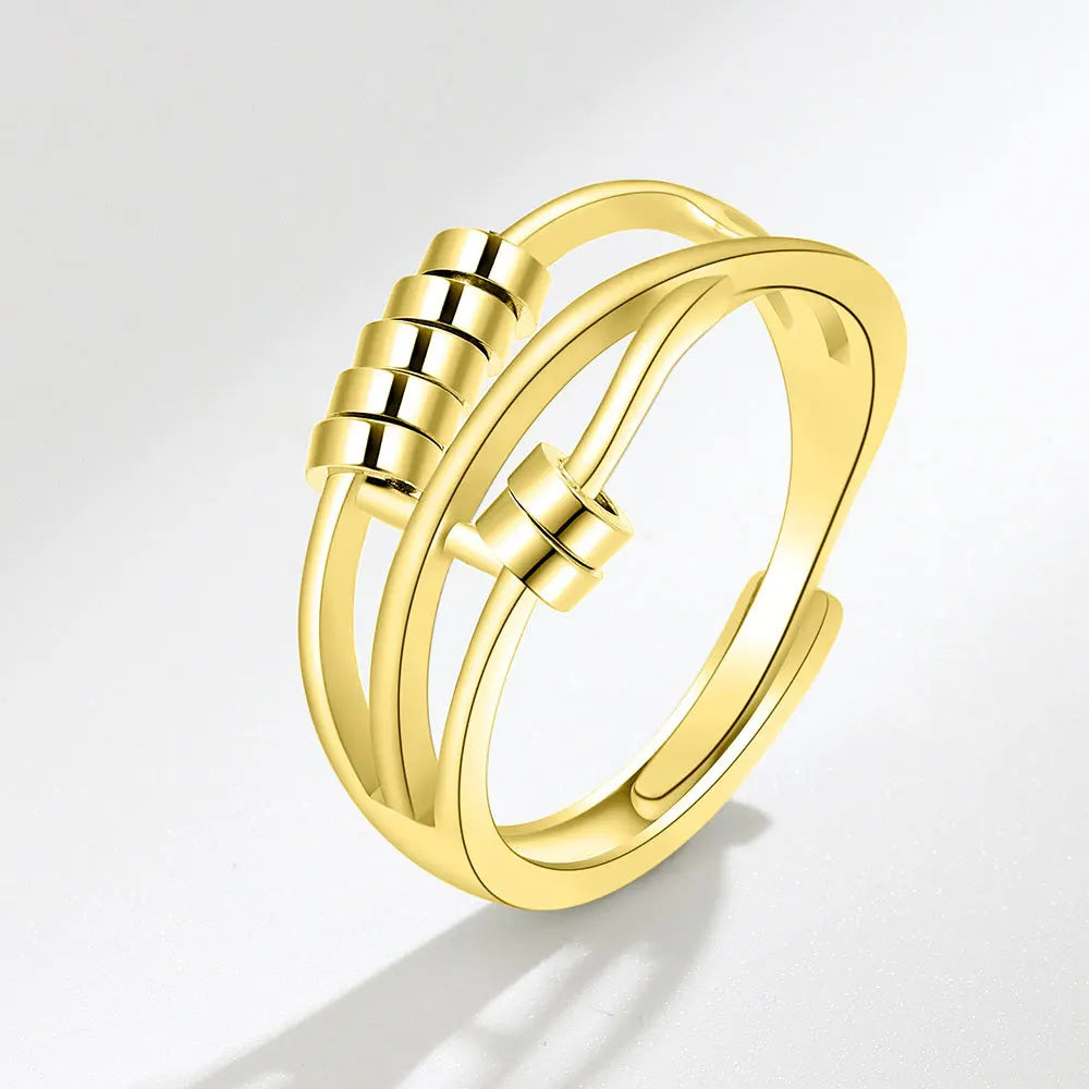 Fidget bead ring anti-stress sterling silver