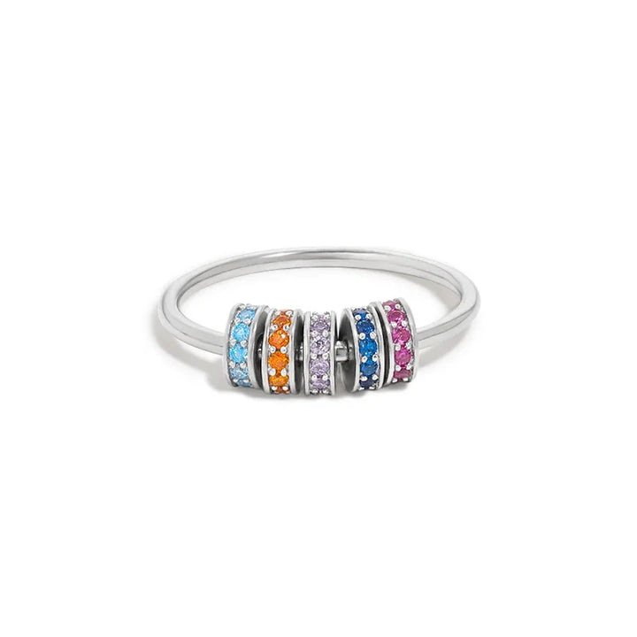 High-quality spinner ring with beads sterling silver spinning ring for anxiety
