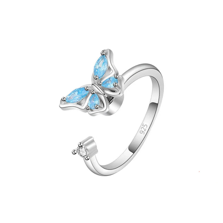 Butterfly fidget ring anxiety ring blue butterfly sterling silver