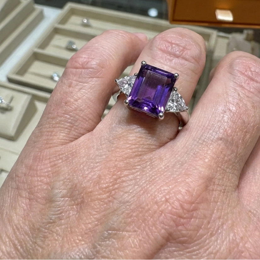 Trinity Amethyst Ring | White Gold
