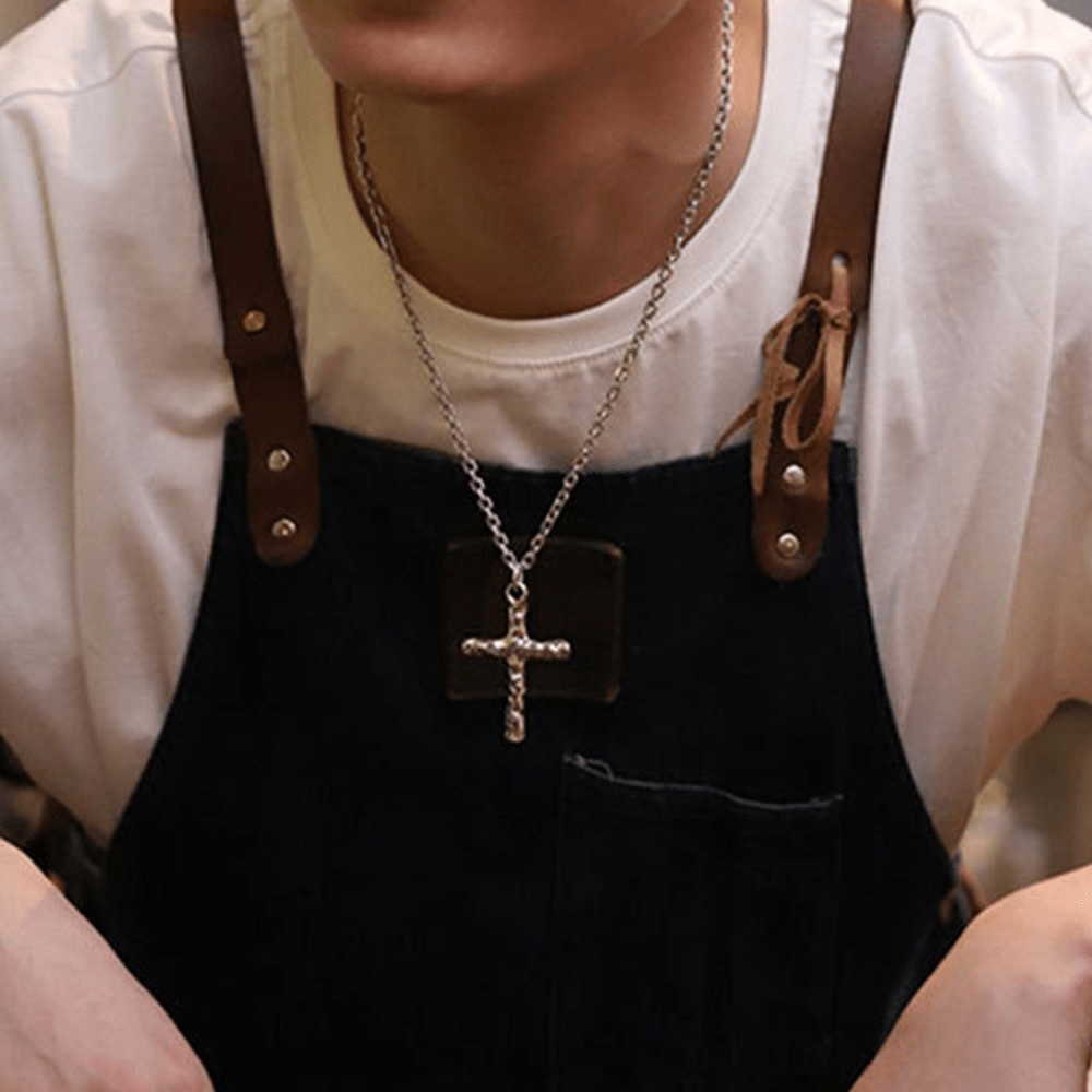 Minimalist Style Heavy Metal Cracked Cross Necklace