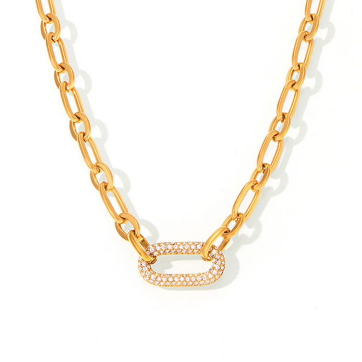 Paved Chunky Chain Link Jewelry Set | Gold