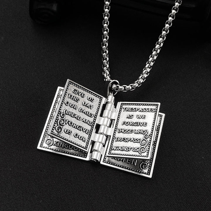 Turnable Holy Bible Pendant Christian Necklace