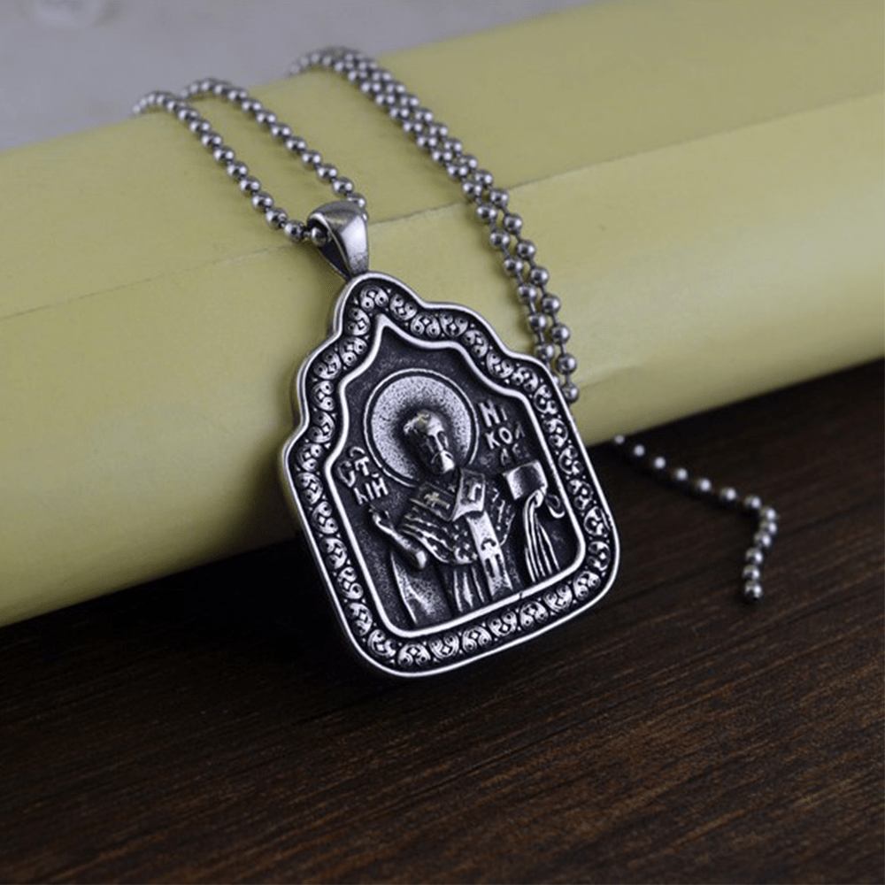 Father Blessing Charm Titanium Necklace
