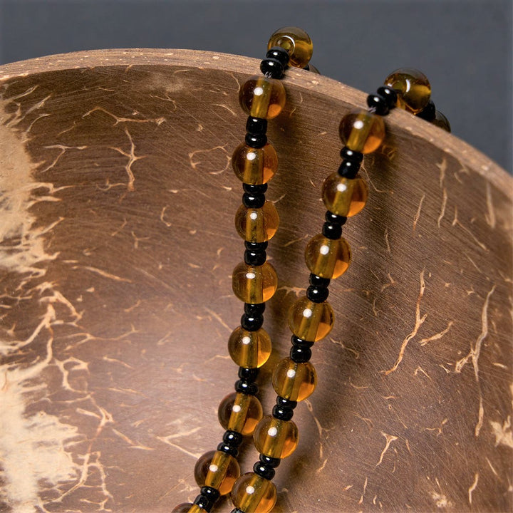 Holy Family Dark Brown Beads Necklace