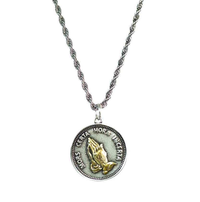Cubic Praying Hands Charm Necklace
