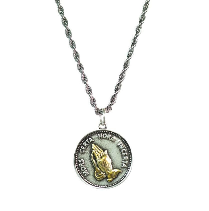 Cubic Praying Hands Charm Necklace