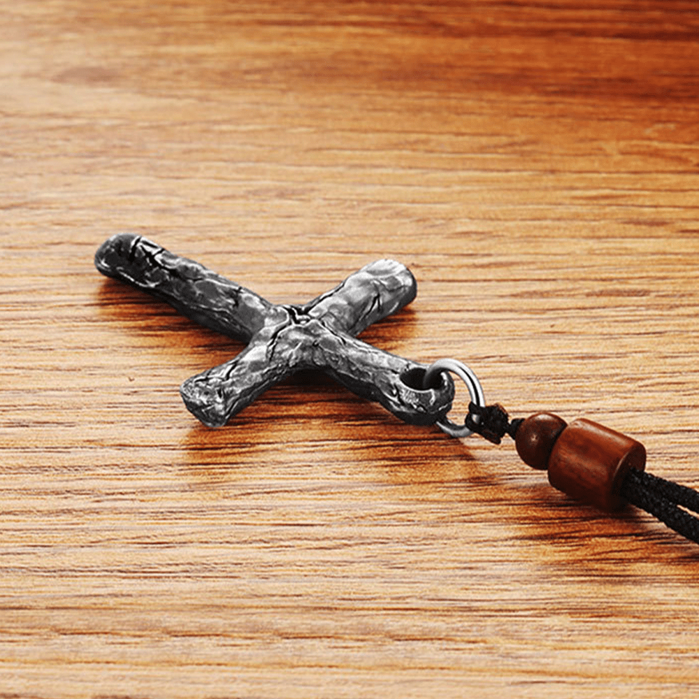 Minimalist Style Heavy Metal Cracked Cross Necklace
