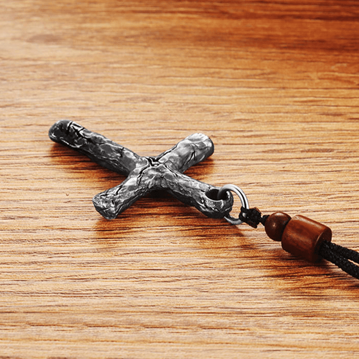 Minimalist Style Heavy Metal Cracked Cross Necklace