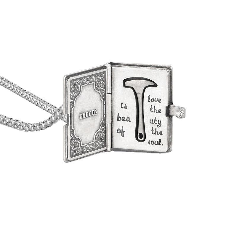 Bible with the Removable Rock Hammer Necklace