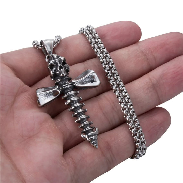 Punk Style Skull Crossbones Pendant Necklace