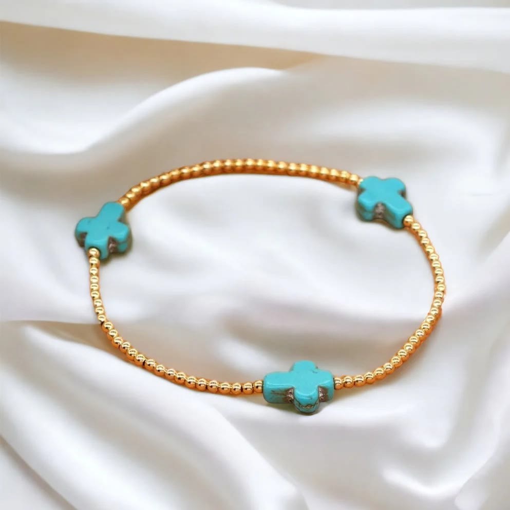 Original Design Turquoise Cross Beads Bracelet