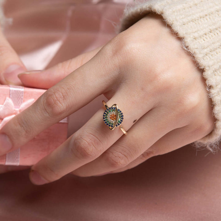 Rotatable planet anxiety ring 925 sterling silver