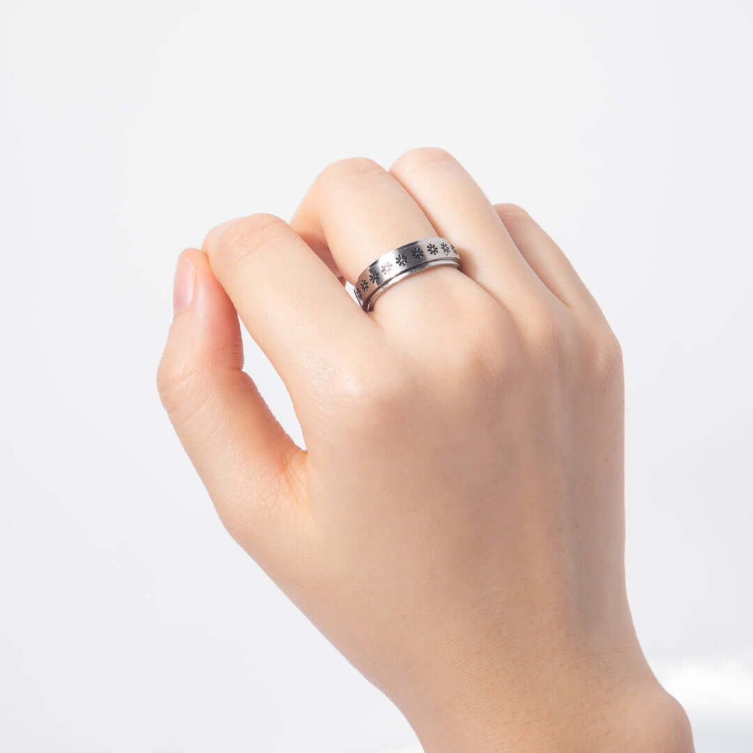 Sunflower anxiety ring stainless steel